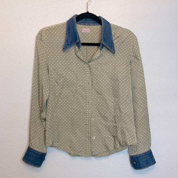 Paul Smith Women’s Polka Dot and Denim Blouse Made in Italy Size Italian 44 - Picture 1 of 7
